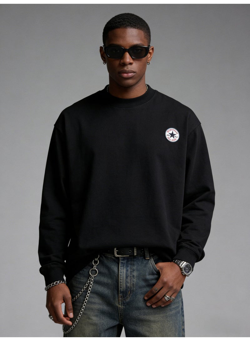 CONVERSE loose casual long-sleeved round neck T-shirt-suitable for both men and women, cotton sports shirt with logo, casual and fashionable street clothes in China. - Image 2